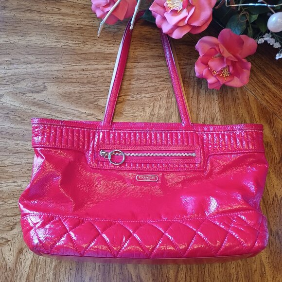Coach Red Patent Leather Poppy Tote - Picture 1 of 9